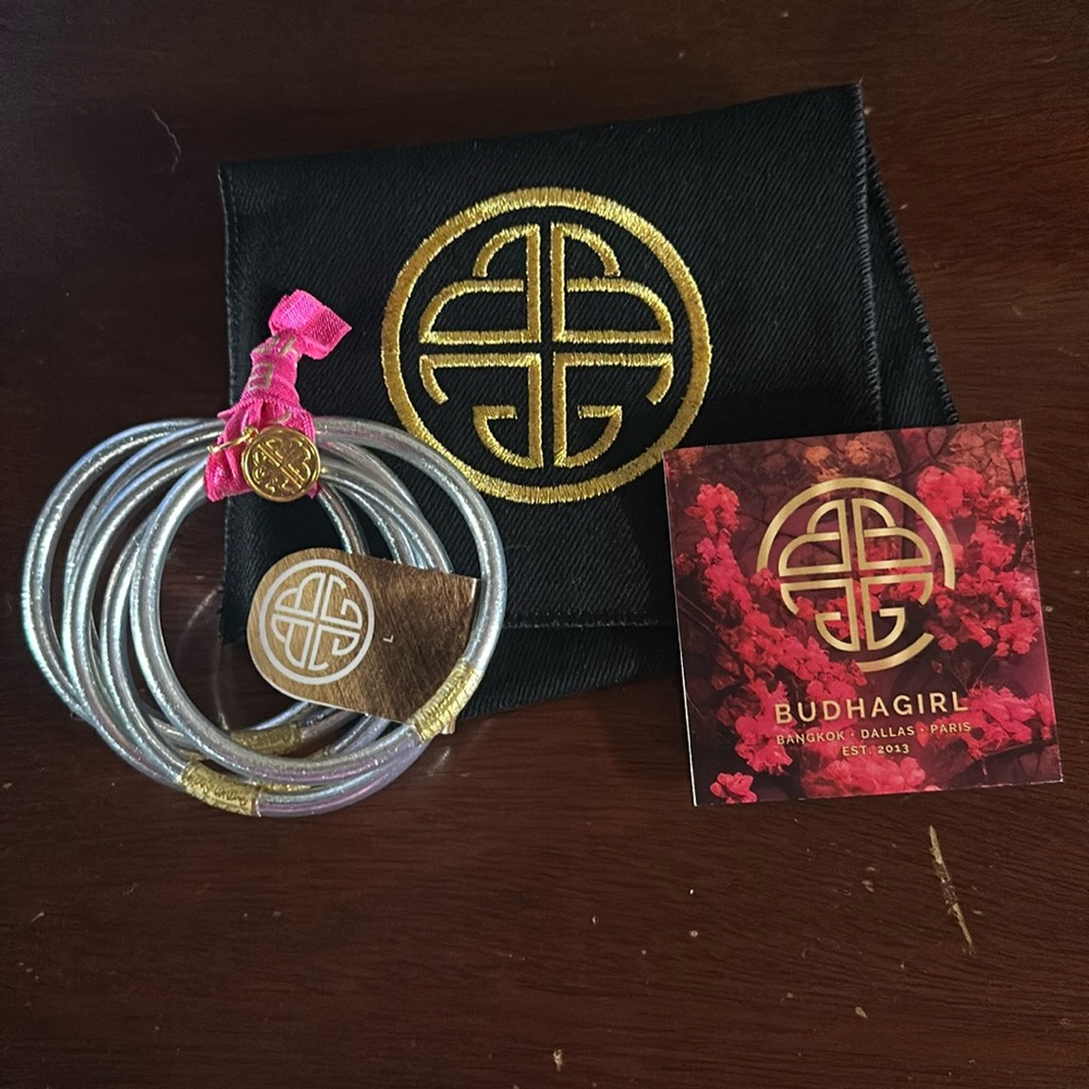 5 Silver Budhagirl bangles